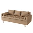 thumbnail image 3 of TROPOW Sleeper Sofa,Sofa Leather 3-Seater Sofa Comfortable Living Room Sofa Modern Sofa with seat Storage Sofa and Ottoman Set with Hand-Stitched Cushions Suitable for Bedroom,Living Room,Light Brown, 3 of 9