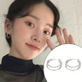 thumbnail image 6 of Linyer Women Fashion Double-Layer Personality Silver Color Metal Line Hoop Earrings Retro Jewelry Geometric Gifts Party, 6 of 8