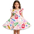 thumbnail image 3 of jiaxiM Toddler Girls Back to School Print Dresses Pencil Ruffle Sleeve Crewneck Funny Corlorable School Outfits, 3 of 7