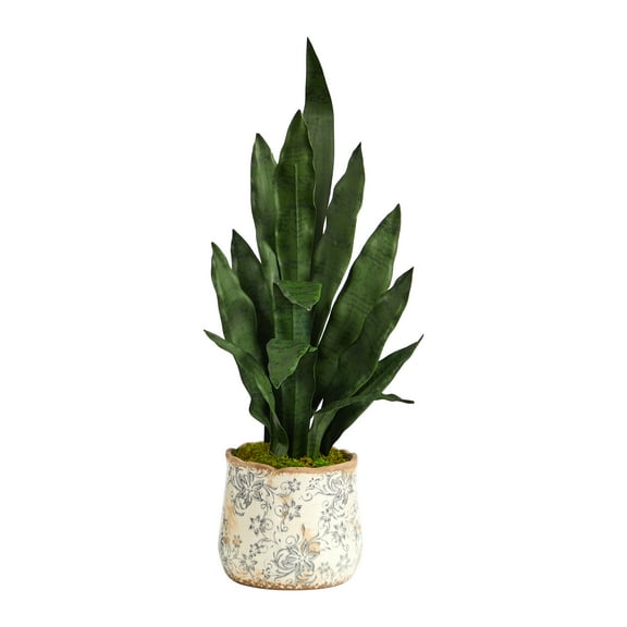 Nearly Natural 27in. Sansevieria Artificial Plant in Decorative Planter