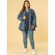 thumbnail image 3 of Camisa Vaquera Agnes Orinda de Cambray con Cinturón Manga Larga Top Talla Grande para Mujer Azul 3X, 3 of 6