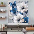 thumbnail image 4 of White Blue Flowers Sheer Curtains 54 Inch Length, Light Filtering Voile Curtain Panel, Modern Elegance Butterfly Floral Rod Pocket Drapes Window Treatments for Living Room Bedroom 52"x54", 4 of 9