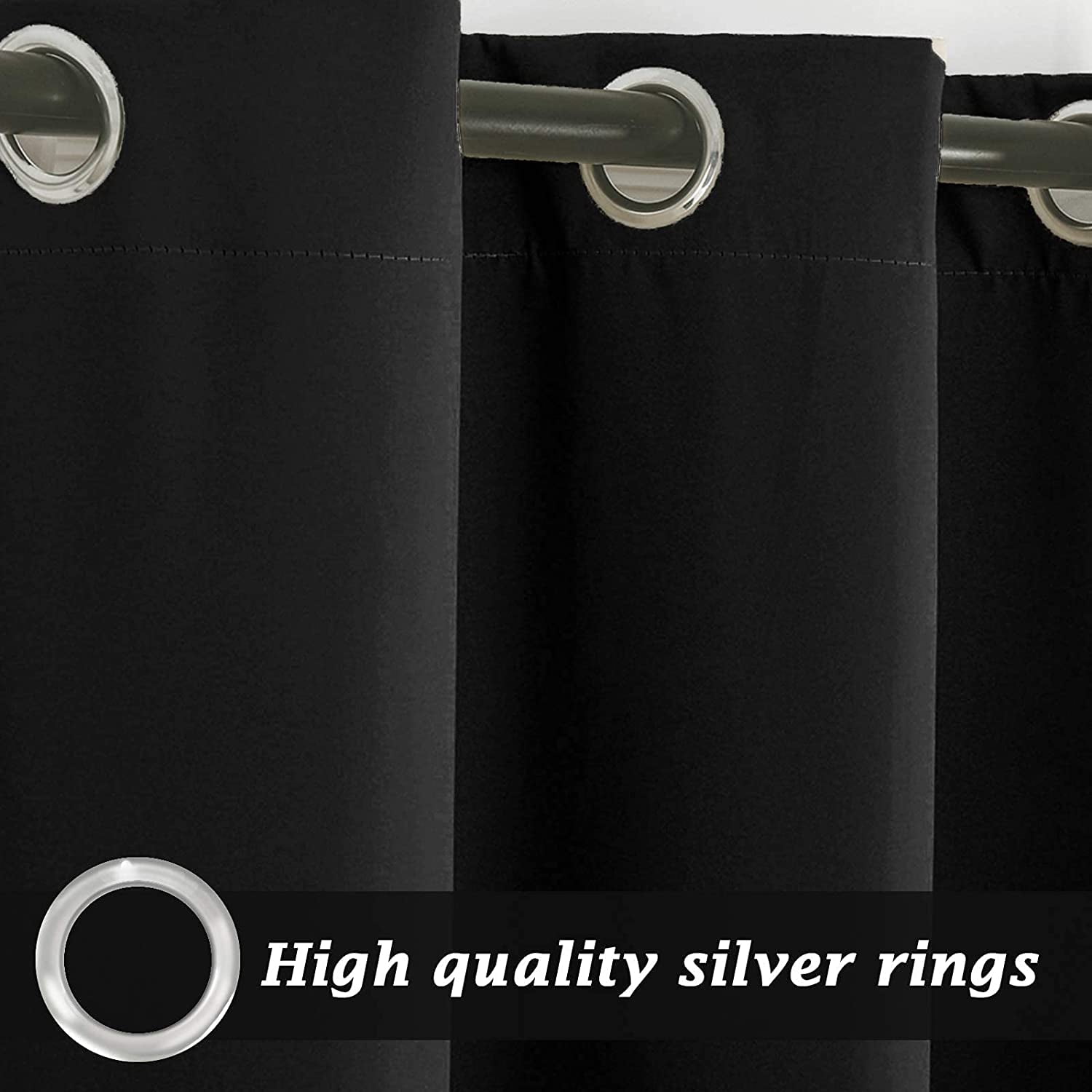 (4 Panel) Gazebo Patio Outdoor Curtains -Waterproof Garden Blackout Thermal Insulated Sun Shades Grommet Privacy Curtain for Pergola Porch, Black, W52 x L108 in