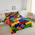 thumbnail image 2 of Erosebridal 3D Brick Comforter Set Full, Colorful Construction Bedding, Rainbow Building Blocks Bedding Comforter Sets Funny Geometric Rectangle Duvet Insert, 2 of 5