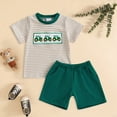 thumbnail image 2 of TOWED22 Toddler Baby Boy Clothes Print Short Sleeve T-Shirt Tops Shorts Set 2 Piece Summer Outfits Green,6-12 M, 2 of 4