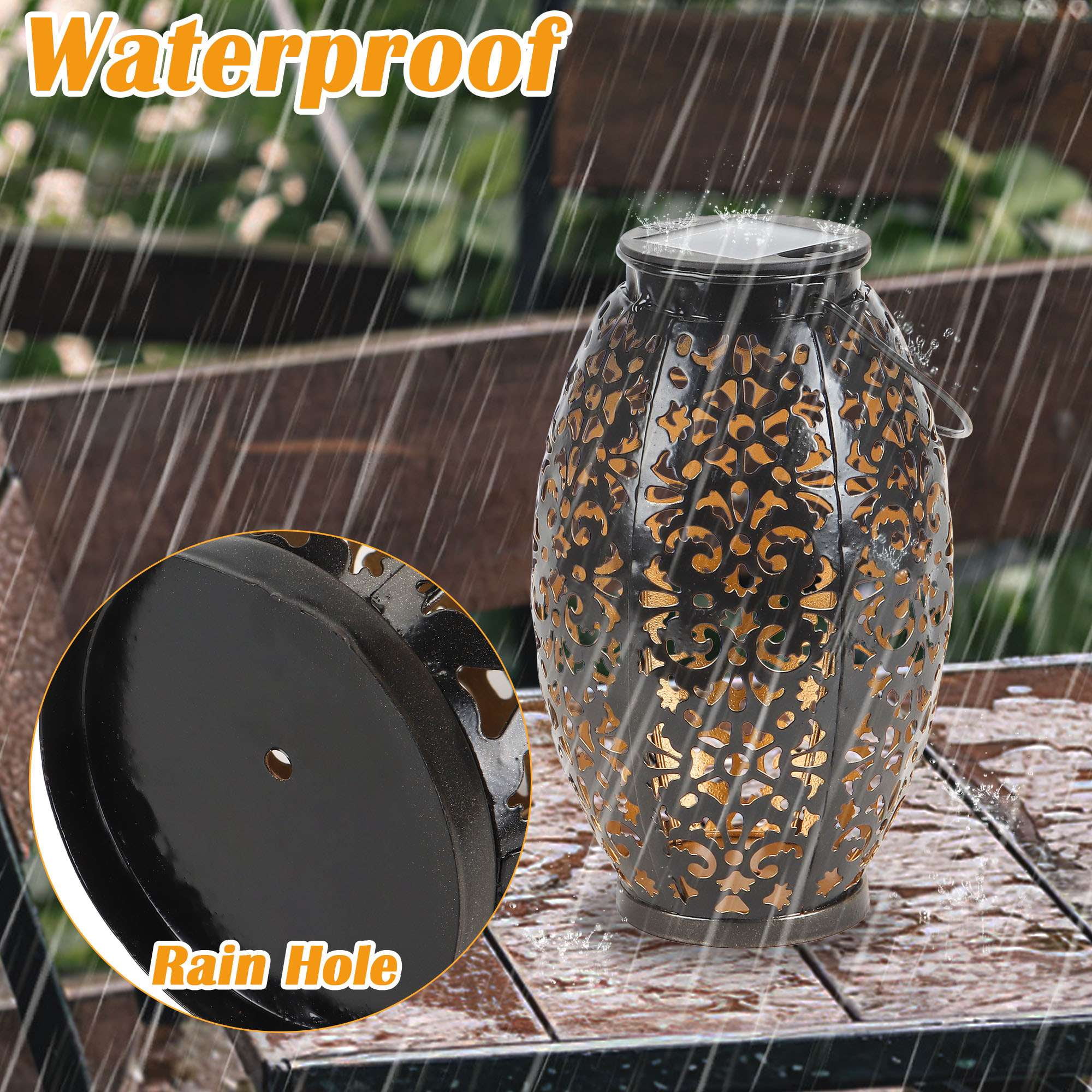 Spencer Solar Lanterns Outdoor Hanging Solar Lights Waterproof LED Lights with Shepherd Hook Decorative Landscape Stake Lights for Patio Garden Yard Pathway