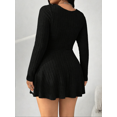 thumbnail image 3 of Women's Plus Size Long Sleeve Square Neck Ribbed Dress with Pockets A‑Line Mini Dress, 3 of 4