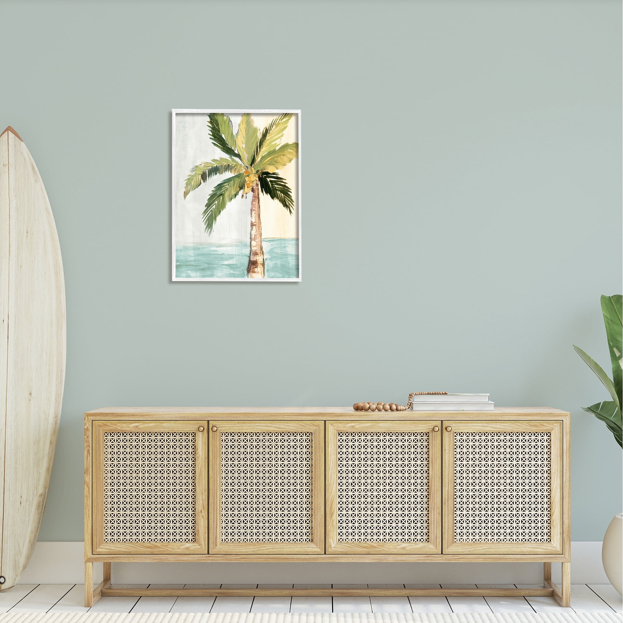 Stupell Industries Palm Tree Leaves Tropical Summer Breeze Beach Framed Wall Art, 24 x 30, Design by Robin Maria