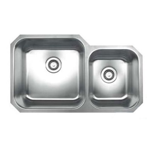 Whitehaus Noah's Collection Brushed Stainless Steel Double Bowl Undermount Sink