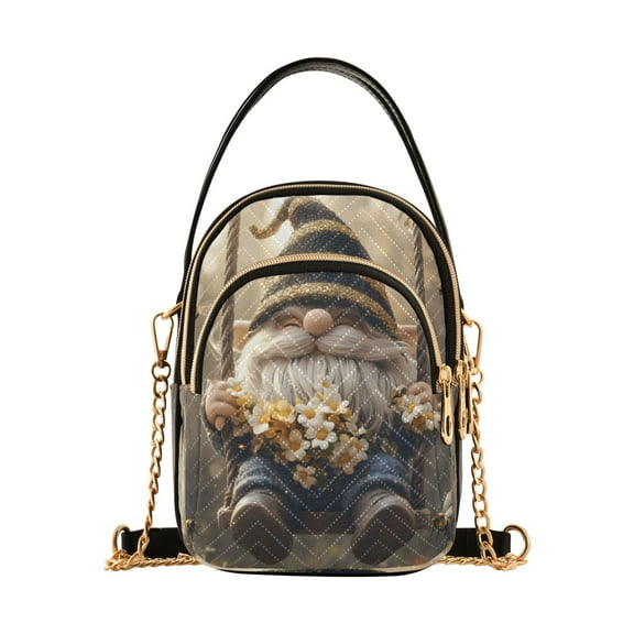 ALAZA Chain Crossbody Bags for Women Gnome in Garden Shoulder Handbag Phone Purse