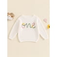 thumbnail image 2 of FEORJGP Toddler Baby Boys Girls Birthday Sweater 9M 12M 18M Infant Crew Neck Knitwear Pullovers Letter Embroidery Jumpers Long Sleeve Knitted Tops KidCasual Cute Cozy Clothes for Fall Winter, 2 of 8