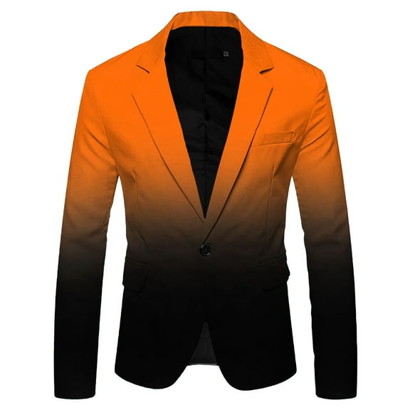 Pedort Mens Suit Mens Slim Fit Suit Two Button Notched Lapel Solid Suit Jacket Pants Set Tuxedo for Prom(Orange,S)