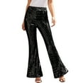thumbnail image 2 of Woman Pants Clearance Women Sequins Wide Leg Pants Fashion Shiny Hight Waist Flared Trousers Disco Dance Long Pants Party Streetwear Casual Pants for Women, 2 of 7