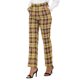 thumbnail image 4 of Pantalones largos rectos de cintura elástica con botones y cremallera de cuadros para mujer Inspire Chic M Amarillo, 4 of 6