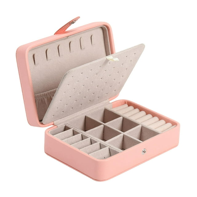 Jewelry Box Leather Double Layer Storage Case for s Bracelet Pink