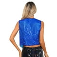 thumbnail image 2 of vastwit Womens Shiny Sequined Hip-hop Jazz Dance Vest Waistcoat Tops Stage Fancy Dress up Costumes Blue 170, 2 of 6