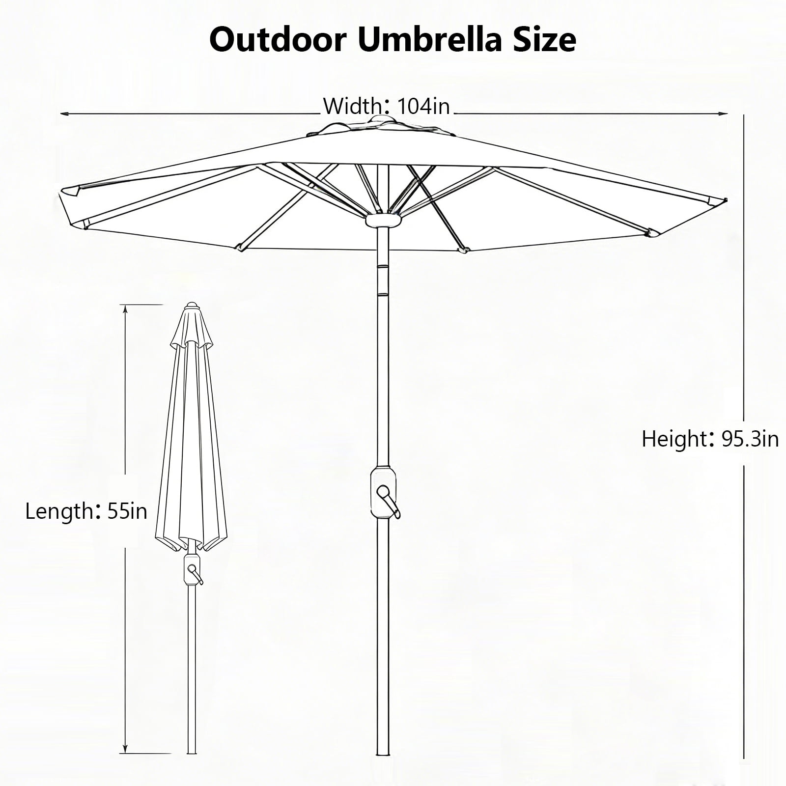 HAIMULI 9 FT Patio Umbrella for Outdoor, Outdoor Table Umbrella with Push Button Tilt and Crank, Outdoor Patio Umbrellas with 8 Sturdy Ribs for Market, Garden, Pool