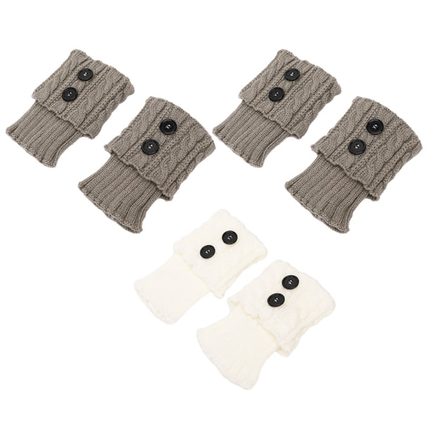 3 pares de calcetines cortos tejidos a crochet para mujer, calentadores de piernas y rodillas cortos con botones retorcidos para otoño e invierno