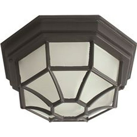 Monument 1 Light Outdoor Octagon Ceiling Fixture Frosted Glass 10 1 4 X 5 1 4 In Black Uses 60 Watt Medium Base Lamp