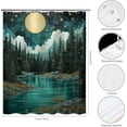 thumbnail image 2 of Forest Shower Curtain Lakes Mountain Shower Curtain Starry Night Shower Curtain Sky Stars Moon Nature Landscape Scenery Shower Curtains for Bathroom Decor Set with 12 Hooks 72x72 inches, 2 of 6