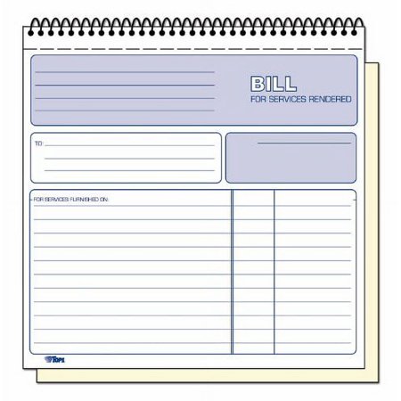 Spiralbound Service Invoices, 8 1/2 X 7-3/4, Two-Part Carbonless, 50 Sets/book
