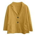 thumbnail image 4 of Gyexs Blazers for Women Business Casual Work Long Sleeve Loose Fit 2 Buttons Solid Color Lightweight Blazer Jackets, Yellow, Size L, 4 of 4