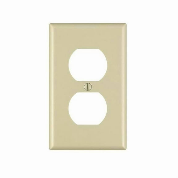 Leviton M01-86003-IMP M25-86003-Imp 1-Duplex Receptacle Standard Size Wall Plate, 1 Gang, 4-1/2 In L X 2-3/4 In W 0.22 In T, Ivory