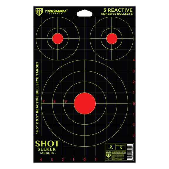 Triumph Systems Shot Seeker with 3 Assorted Size Reactive Adhesive Splatter Bullseyes, 10 Pieces