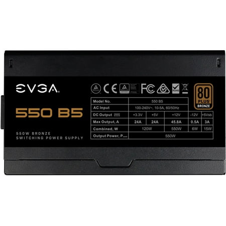UPC: 0843368064174 | EVGA 220B50550V1 550 B5 ATX12V/EPS12V Yes Power Supply – 550W