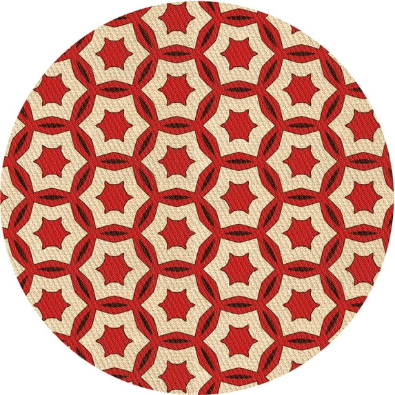 Ahgly Company Machine Washable Indoor Round Transitional Red Area Rugs, 6' Round