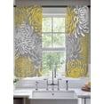 thumbnail image 3 of Sheer Curtains 72 Inches Long, Yellow Gray Floral Light Filtering Window Curtains for Living Room, Farmhouse Retro Abstract Flowers Art Rod Pocket Voile Sheer Curtain Drapes, 52"W x 72"L, 2 Panels, 3 of 8