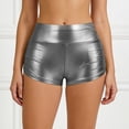 thumbnail image 2 of Arlun Women's Metallic Booty Shorts Shiny High Waisted Rave Bottoms for Dance Festival Stretchy Butt Lifting Tight Shorts Fashion Solid Color Night out Party Hot Pants Silver XXL, 2 of 8