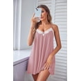 thumbnail image 4 of Ekouaer Womens Nightgowns V Neck Spaghetti Strap Dress Soft Sleepwear Full Slip Dress Beige, 4 of 6