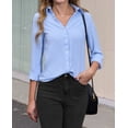 thumbnail image 5 of Siliteelon Women's Long Sleeve V Neck Collared Button Up Shirts Business Work Shirt, 5 of 7