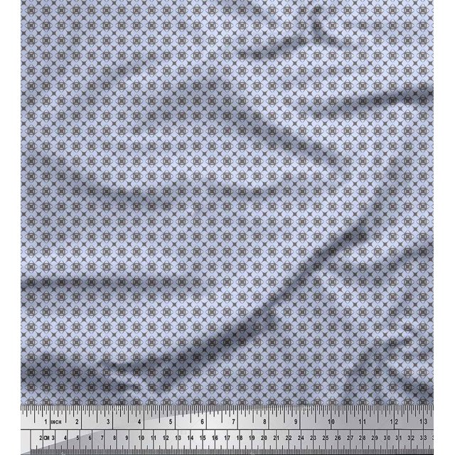 Soimoi Blue Georgette Viscose Fabric Artistic Geometric Print Sewing Fabric Yard 42 Inch Wide