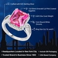 thumbnail image 2 of Gem Stone King 925 Sterling Silver Pink Created Sapphire Ring for Women (6.60 Cttw, Emerald Cut 12X10MM, Gemstone September Birthstone, Available in Size 5, 6, 7, 8, 9), 2 of 5