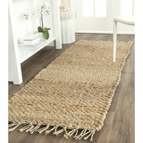 SAFAVIEH Natural Fiber Tangier Solid Braided Fringe Jute Runner Rug, Natural, 2'3" x 17'