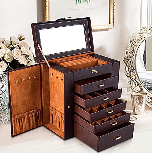Huge Leather Jewelry Box / Case / Storage LJC-SHD5BN (Brown)