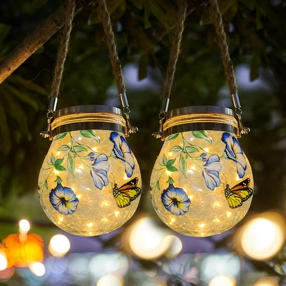 1 PCS Butterfly Solar Lanterns Outdoor Waterproof Hanging Christmas Solar Lights Decorative for Garden,Patio,Yard,Pathway