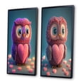 thumbnail image 3 of Designart "Adorable Knitted Pink Heart Owl III" Animals Owl Framed Wall Art Set Of 2 - Children's Art Purple Frame Gallery Set For Office Decor, 3 of 6