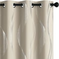 thumbnail image 4 of Deconovo Grommet Blackout Curtains for Living Room, Foil Wave Printed Room Darkening Grommet Window Curtains (52 x 72 inch, Light Beige, 2 Panels), 4 of 10