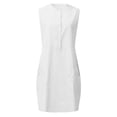 thumbnail image 4 of Sakmal Shirt dresses Women Sleeveless Midi Crew Neck White Dresses ,Sizes S-2XL, 4 of 5