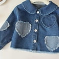 thumbnail image 6 of Vividxx Girls Outfits Sets Casual Denim Jacket And Skirt Two Piece Outfits Sets With Patchwork Heart Design For Toddler Kids Age 2-10 Years Fall Everyday Wear Solid Color O-Neck Trendy Dailywear, 6 of 9