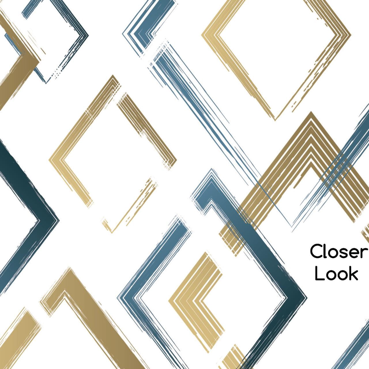 Gold and Blue Modern Shape Peel and Stick Wallpaper 10'L x 24''W