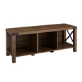 thumbnail image 5 of Rustic Farmhouse Entryway Storage Bench, Walnut, 5 of 9