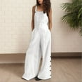 thumbnail image 4 of Women Jumpsuit Solid Bib Leg Pants Sleeveless Overalls Summer Casual Wide Jumpsuit, 4 of 6