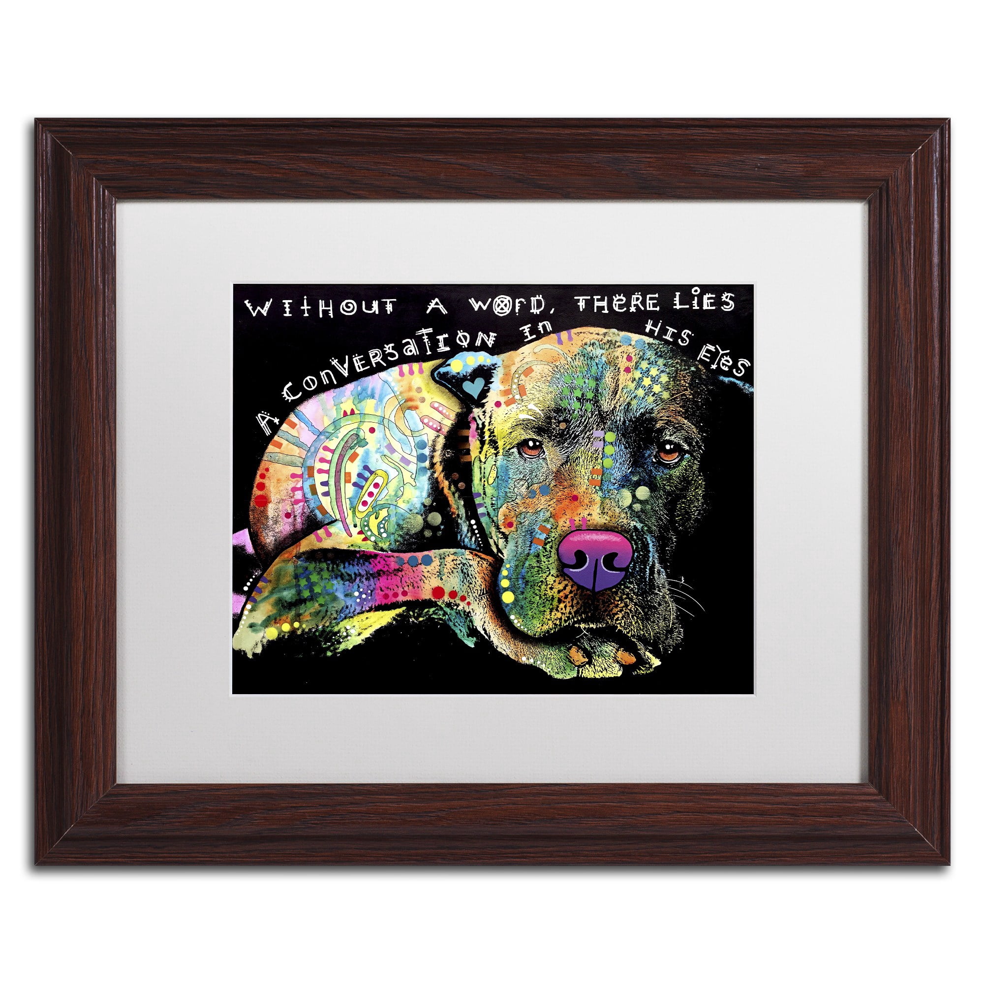 Trademark Fine Art 'Without a Word' Canvas Art by Dean Russo, White Matte, Wood Frame