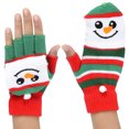 thumbnail image 3 of Child's Winter Wonderland Christmas Season Snowman Fingerless Gloves, 3 of 3