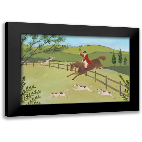 Moore, Regina 14x11 Black Modern Framed Museum Art Print Titled - Folk Art Fox Hunt II