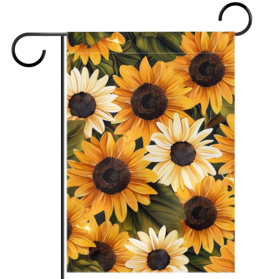 Sunflower Seamless Pattern Welcome Garden Flags, 12 x 18 Inch Double Sided Outdoor Yard Flags Waterproof For Home Outside Patio Lawn Porch